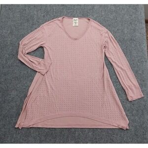 Vocal Tunic Top Womens Small Pink Long Sleeves Embellished Allover Scoop Stretch